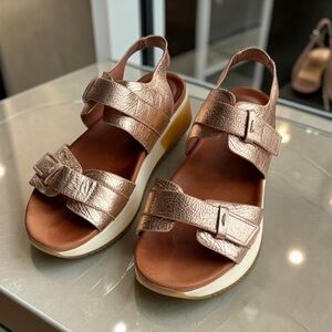 gentle souls Metallic Rose Gold Platform Sandals